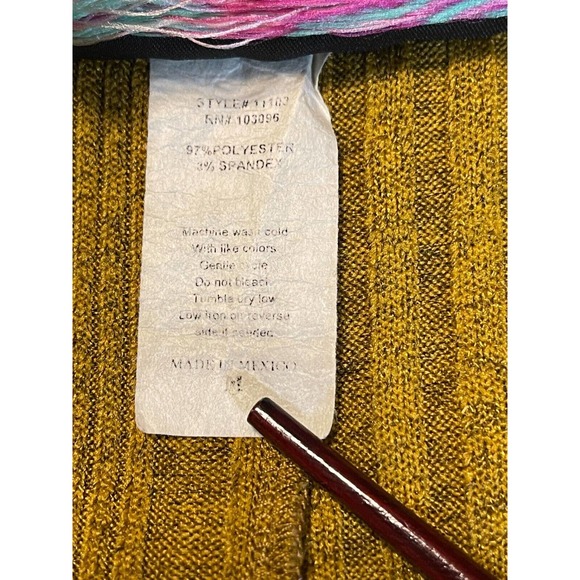 Vtg 90s/y2k Say Anything Sz M Knit Sweater Yellow Long Back Short Front - Picture 9 of 12